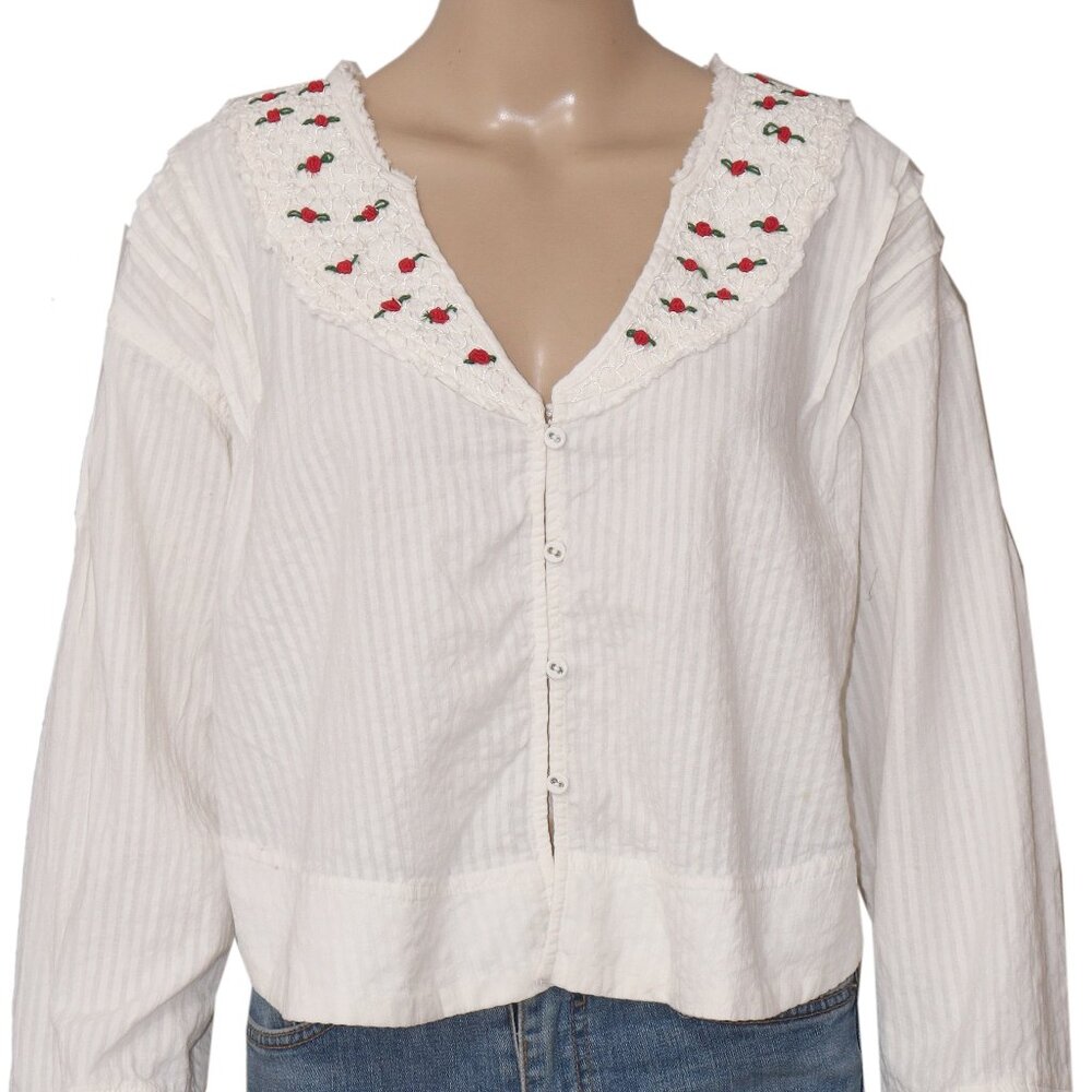 Free People Sweet As Roses Lounge Floral Embroidered Top S & XS - Picture 4 of 6